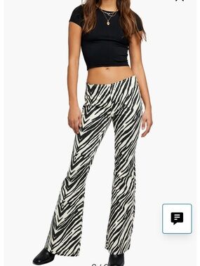 We The Free Black & White Zebra Flare Pants